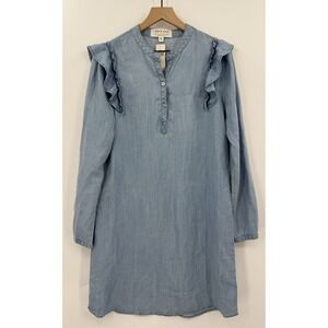 Cloth & Stone Anthropologie Dress Womens Small Blue Soft Lyocell Ruffle NEW